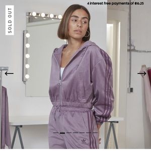 NWT Adidas purple corduroy zip cropped jacket